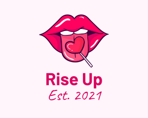 Heart Lollipop Candy Lips logo design