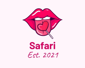 Adult - Heart Lollipop Candy Lips logo design