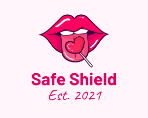 Heart Lollipop Candy Lips logo design