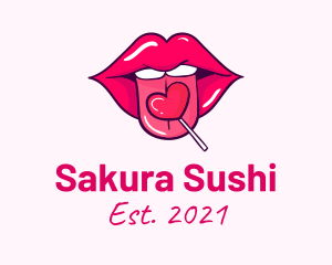 Heart Lollipop Candy Lips logo design