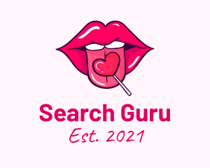 Heart Lollipop Candy Lips logo design