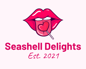 Heart Lollipop Candy Lips logo design