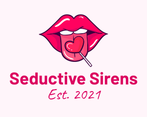 Heart Lollipop Candy Lips logo design