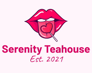 Heart Lollipop Candy Lips logo design