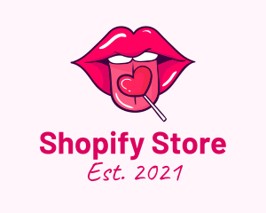 Heart Lollipop Candy Lips logo design