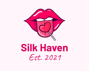 Heart Lollipop Candy Lips logo design