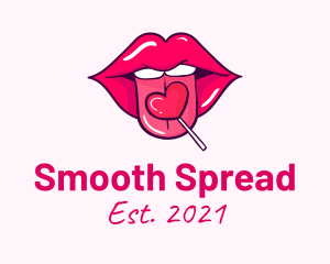 Heart Lollipop Candy Lips logo design