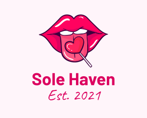 Heart Lollipop Candy Lips logo design