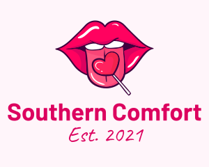 Heart Lollipop Candy Lips logo design