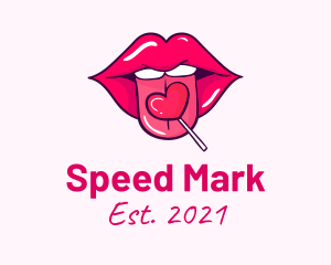 Heart Lollipop Candy Lips logo design