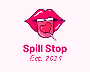 Heart Lollipop Candy Lips logo design