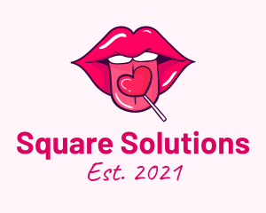 Heart Lollipop Candy Lips logo design