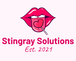 Heart Lollipop Candy Lips logo design