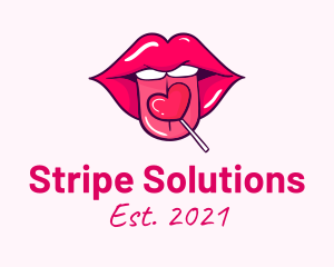 Heart Lollipop Candy Lips logo design