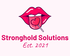 Heart Lollipop Candy Lips logo design