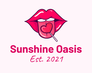 Heart Lollipop Candy Lips logo design