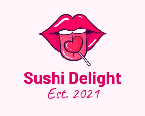 Heart Lollipop Candy Lips logo design