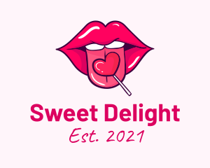 Heart Lollipop Candy Lips logo design