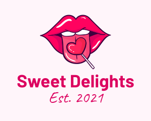 Lollipop - Heart Lollipop Candy Lips logo design
