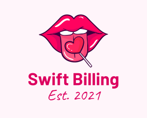 Heart Lollipop Candy Lips logo design