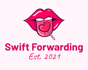 Heart Lollipop Candy Lips logo design