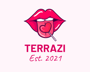 Heart Lollipop Candy Lips logo design