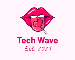 Heart Lollipop Candy Lips logo design