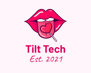 Heart Lollipop Candy Lips logo design