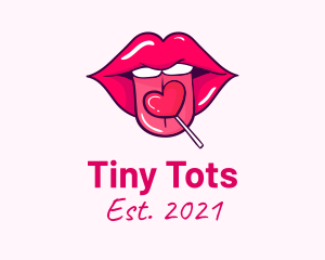 Heart Lollipop Candy Lips logo design