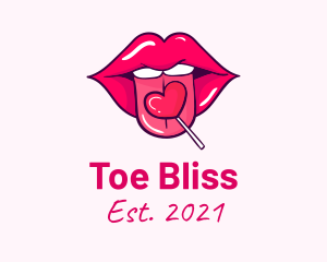 Heart Lollipop Candy Lips logo design