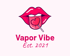 Heart Lollipop Candy Lips logo design