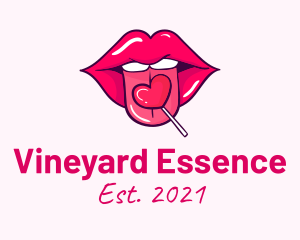 Heart Lollipop Candy Lips logo design