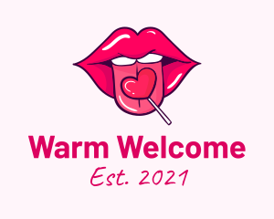 Heart Lollipop Candy Lips logo design