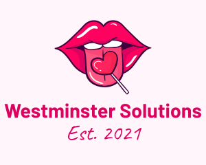 Heart Lollipop Candy Lips logo design