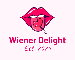 Heart Lollipop Candy Lips logo design