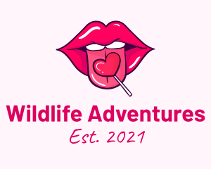 Heart Lollipop Candy Lips logo design