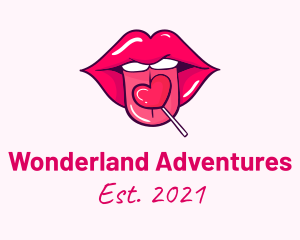 Heart Lollipop Candy Lips logo design