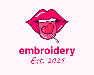 Heart Lollipop Candy Lips logo design