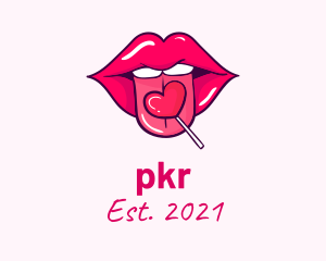 Heart Lollipop Candy Lips logo design