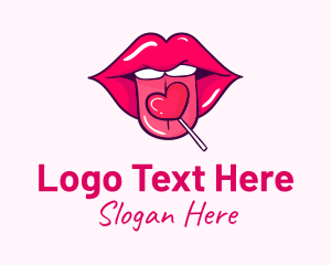 Heart Lollipop Candy Lips Logo