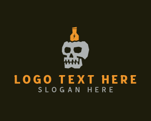Hipster - Bottle Skull Pub logo design