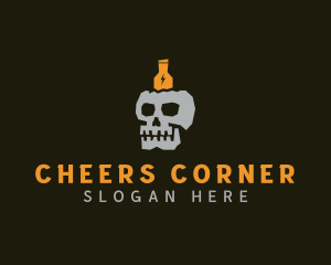 Pub - Bottle Skull Pub logo design