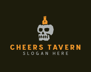 Bottle Skull Pub logo design