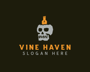 Bottle Skull Pub logo design