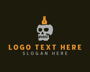 Bar - Bottle Skull Pub logo design