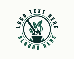Land - Shovel Garden Planting logo design