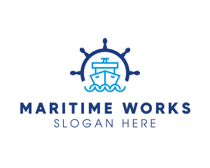 Marine Boat Ship Helm logo design