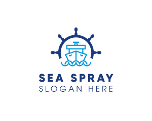 Marine Boat Ship Helm logo design