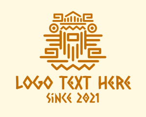 Aztec-culture - Mayan Tribe Sculpture logo design