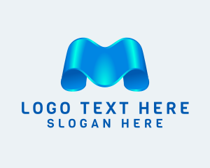 Glossy - Metallic Scroll Business Letter M logo design